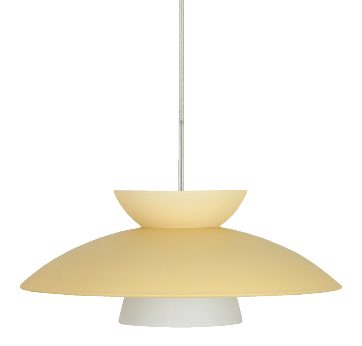 Besa Lighting 1JT-451397-SN Trilo 15 1 Light Satin Nickel Pendant Ceiling Light in Incandescent, Champagne Glass