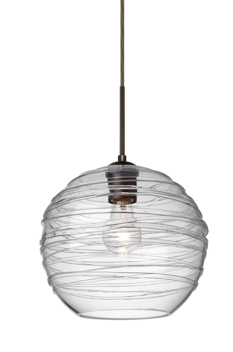 Besa Lighting 1JT-462761-BR Wave 10 1 Light Bronze Pendant Ceiling Light in Clear Glass