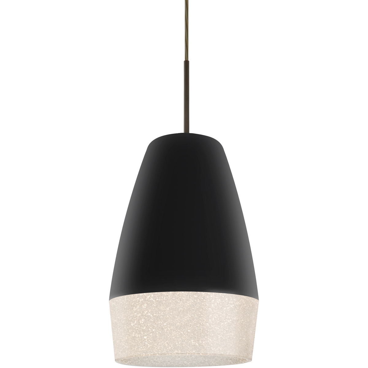 Besa Lighting 1JT-ABU12BK-LED-BR Abu 1 Light Bronze Pendant Ceiling Light in Black/Glitter Glass