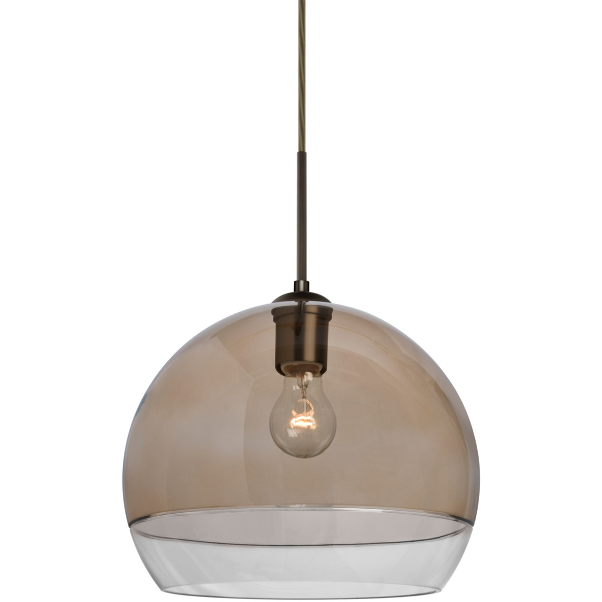 Besa Lighting 1JT-ALLY12SM-BR Ally 1 Light Bronze Pendant Ceiling Light in Smoke with Clear Glass