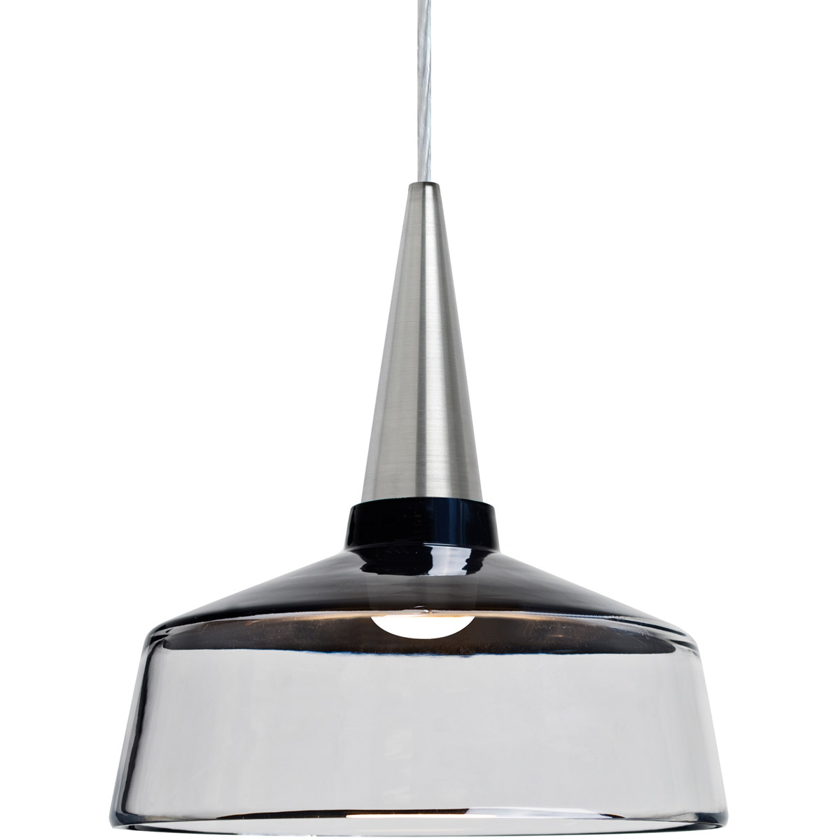 Besa Lighting 1JT-BARON10BK-LED-SN Baron 1 Light Satin Nickel Pendant Ceiling Light in Black With Clear Glass