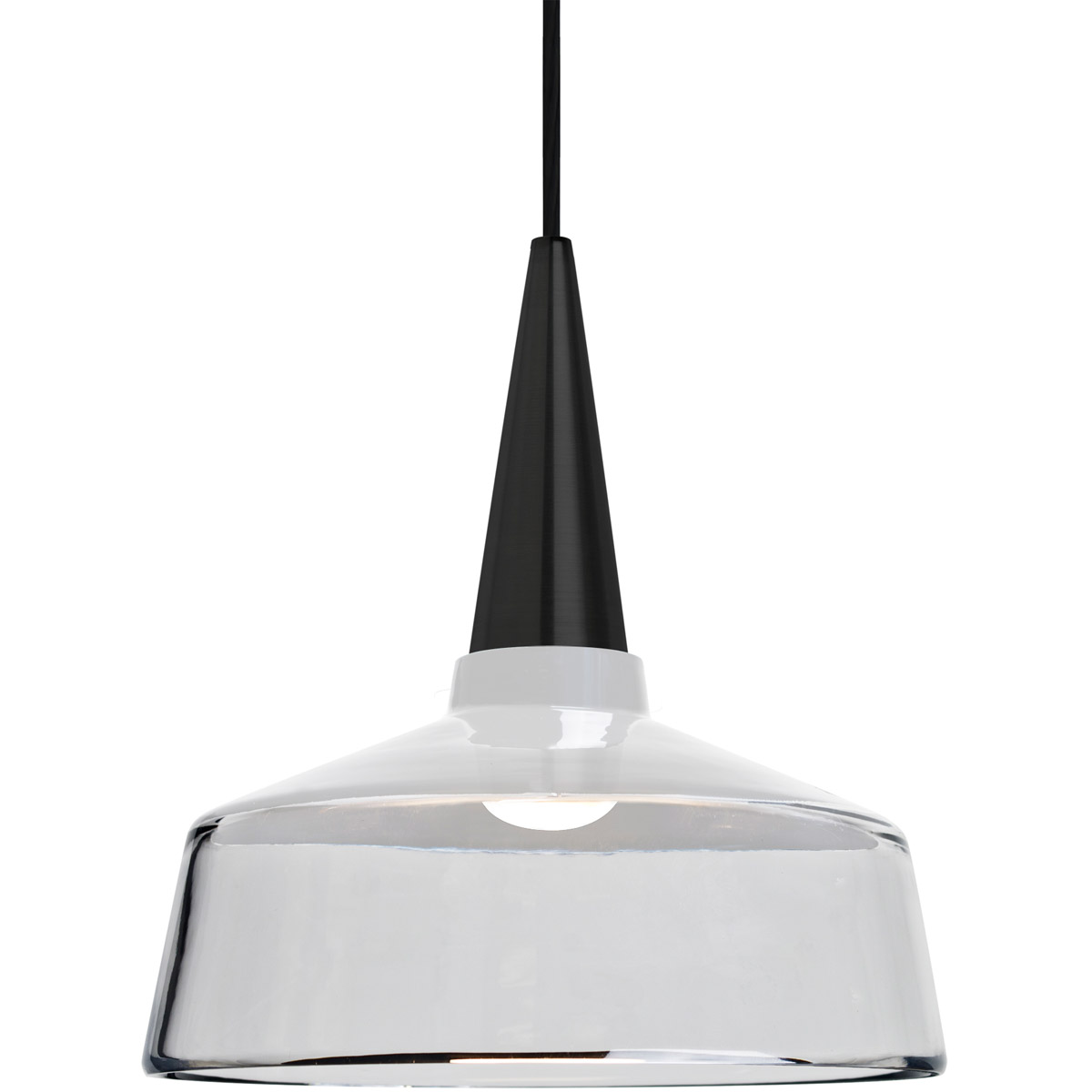Besa Lighting 1JT-BARON10WH-LED-BK Baron 1 Light Black Pendant Ceiling Light in White with Clear Glass