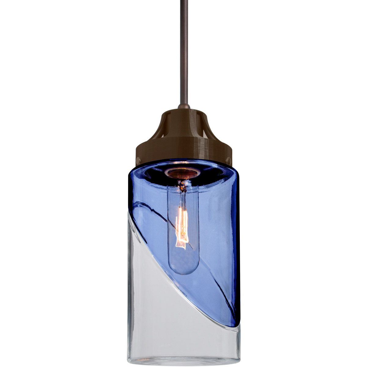 Blink Cord Pendant, Trans. Blue/Clear, Bronze Finish, 1x60W Incandescent