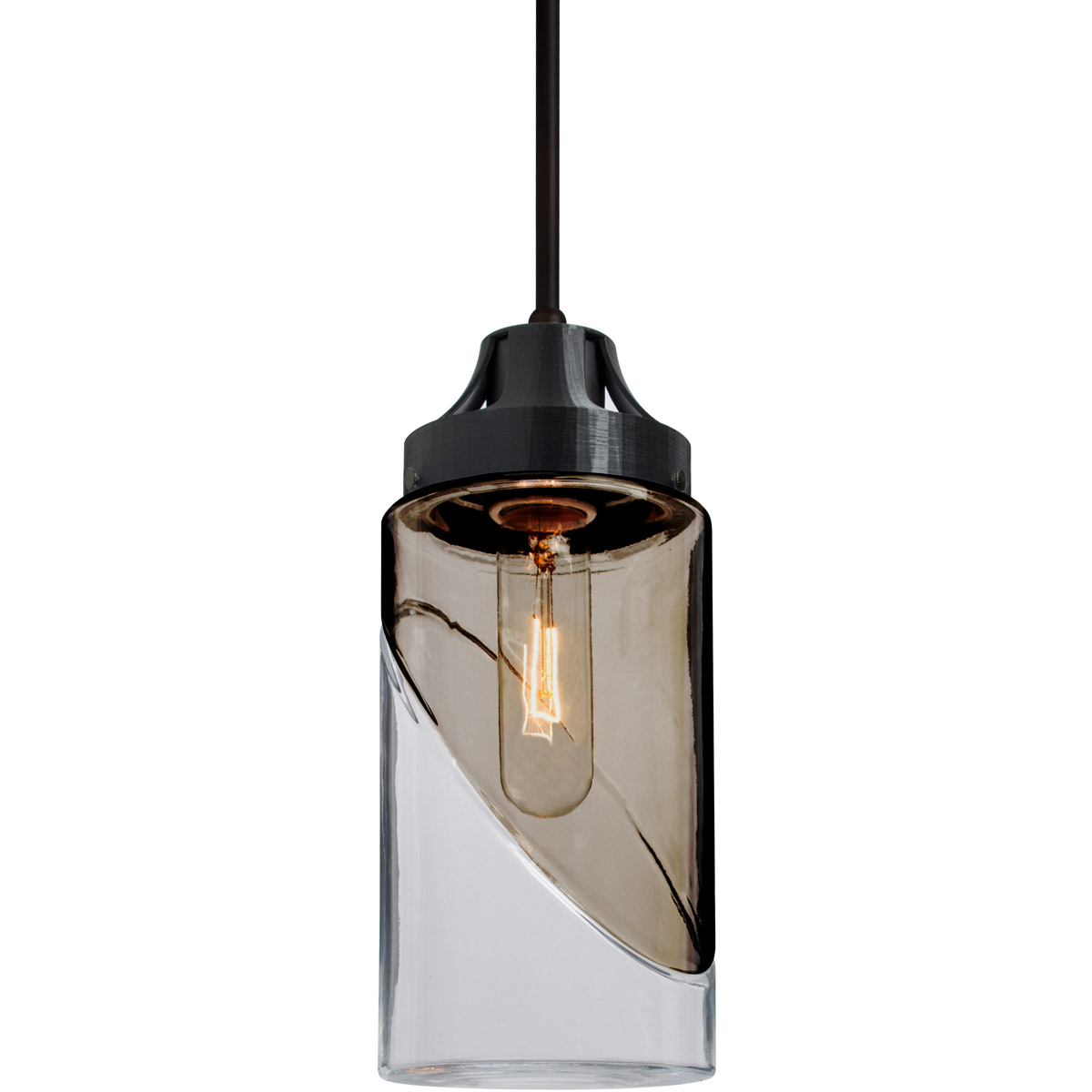 Besa Lighting 1JT-BLINKSM-BK Blink 1 Light Black Pendant Ceiling Light in Smoke with Clear Glass
