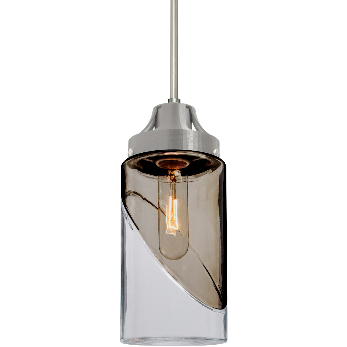 Besa Lighting 1JT-BLINKSM-SN Blink 1 Light Satin Nickel Pendant Ceiling Light in Smoke with Clear Glass