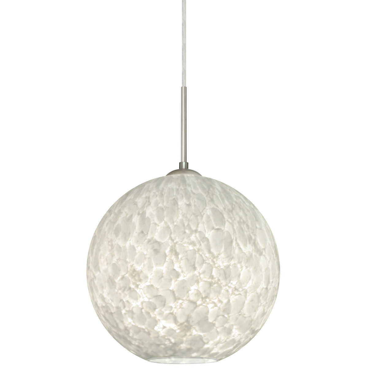 Besa Lighting 1JT-COCO1219-SN Coco 12 1 Light Satin Nickel Cord Pendant Ceiling Light in Incandescent, Carrera Glass