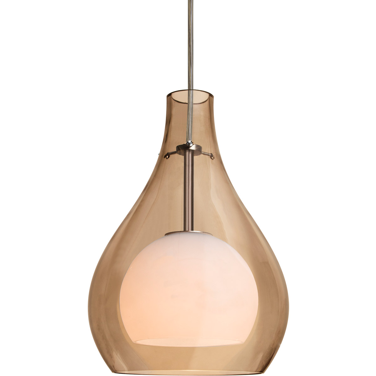 Besa Lighting 1JT-ELLE11CG-LED-BR Elle 1 Light Bronze Pendant Ceiling Light in Cognac Glass