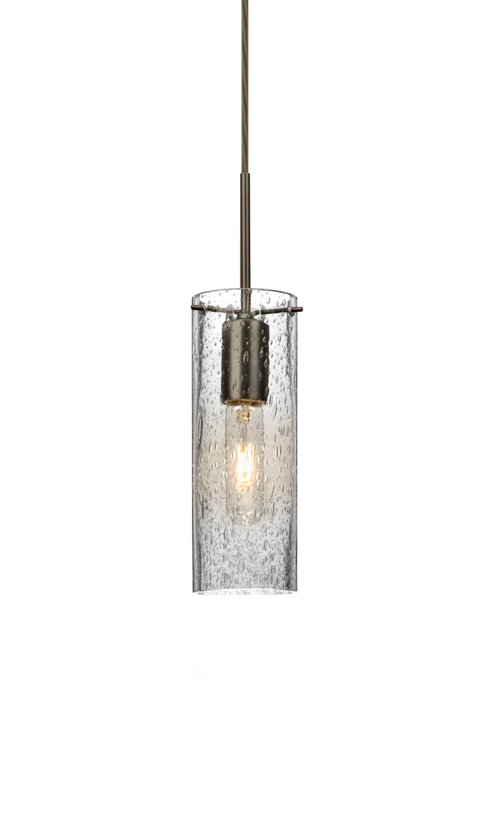 Besa Lighting 1JT-JUNI10CL-BR Juni 1 Light Bronze Pendant Ceiling Light in Clear Bubble Glass