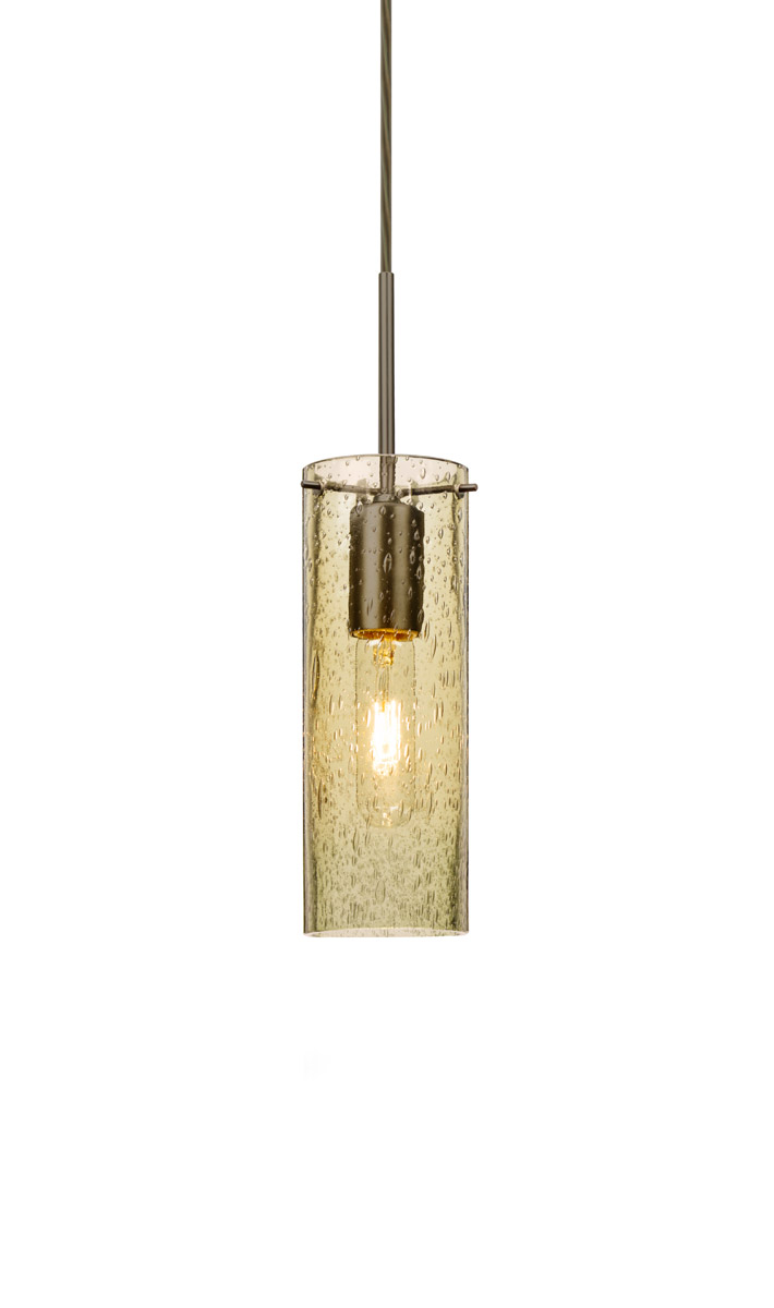 Besa Lighting 1JT-JUNI10GD-BR Juni 10 1 Light Bronze Pendant Ceiling Light in Gold Bubble Glass