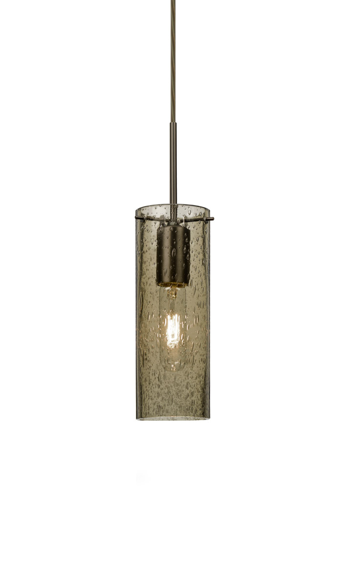 Besa Lighting 1JT-JUNI10LT-BR Juni 10 1 Light Bronze Pendant Ceiling Light in Latte Bubble Glass