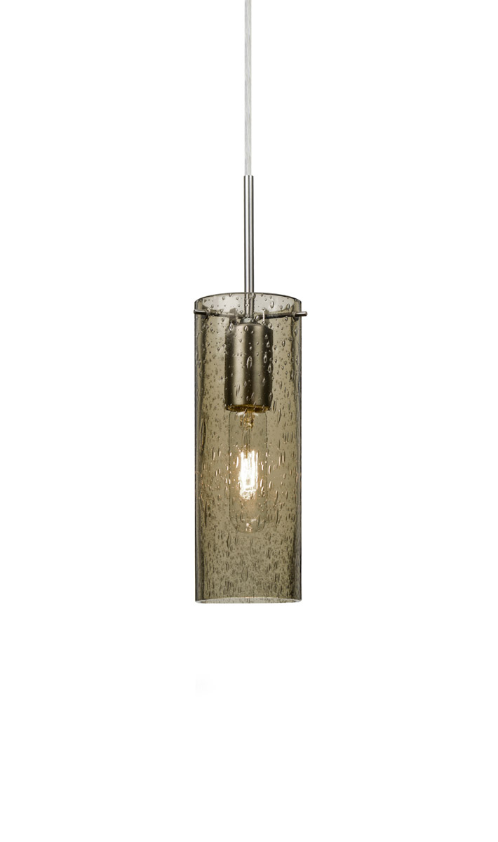 Besa Lighting 1JT-JUNI10LT-SN Juni 10 1 Light Satin Nickel Pendant Ceiling Light in Latte Bubble Glass
