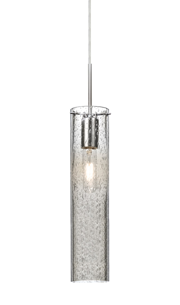 Besa Lighting 1JT-JUNI16CL-SN Juni 16 1 Light Satin Nickel Pendant Ceiling Light in Clear Bubble Glass