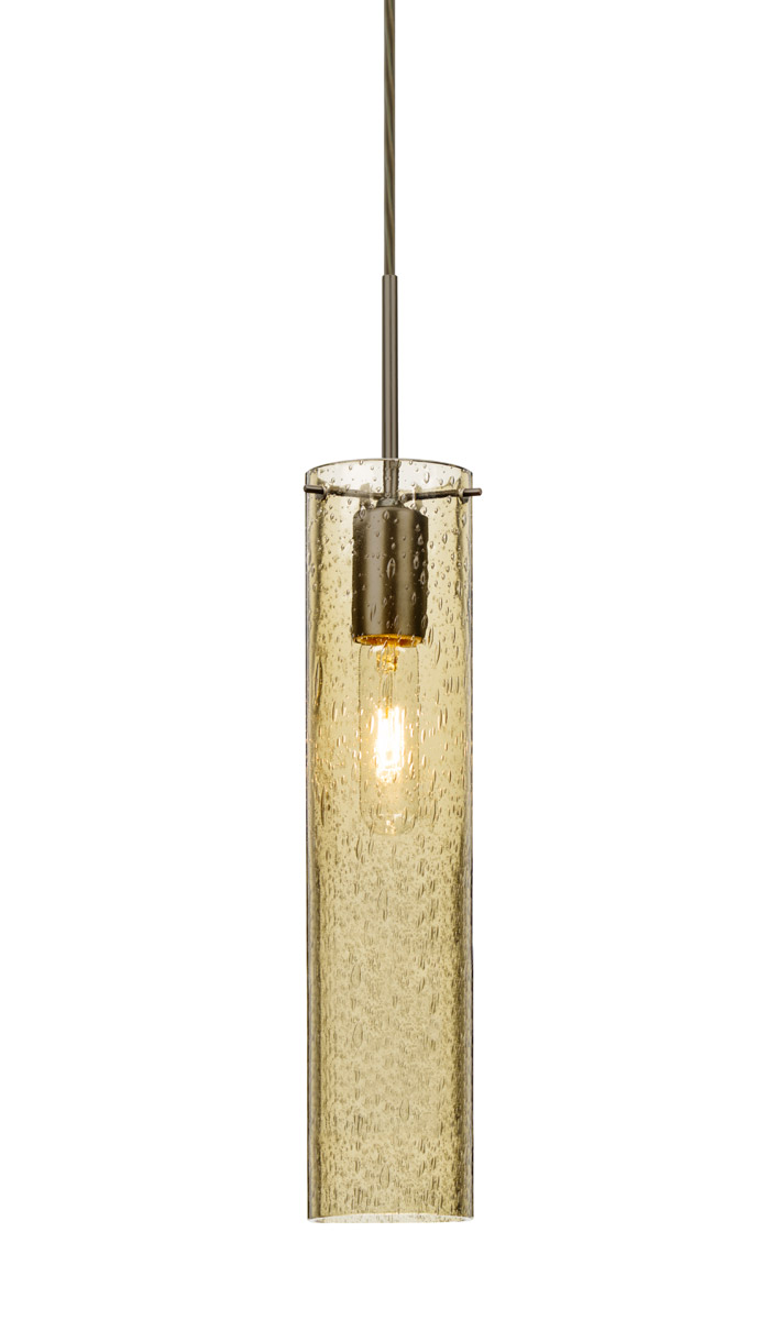 Besa Lighting 1JT-JUNI16GD-BR Juni 16 1 Light Bronze Pendant Ceiling Light in Gold Bubble Glass