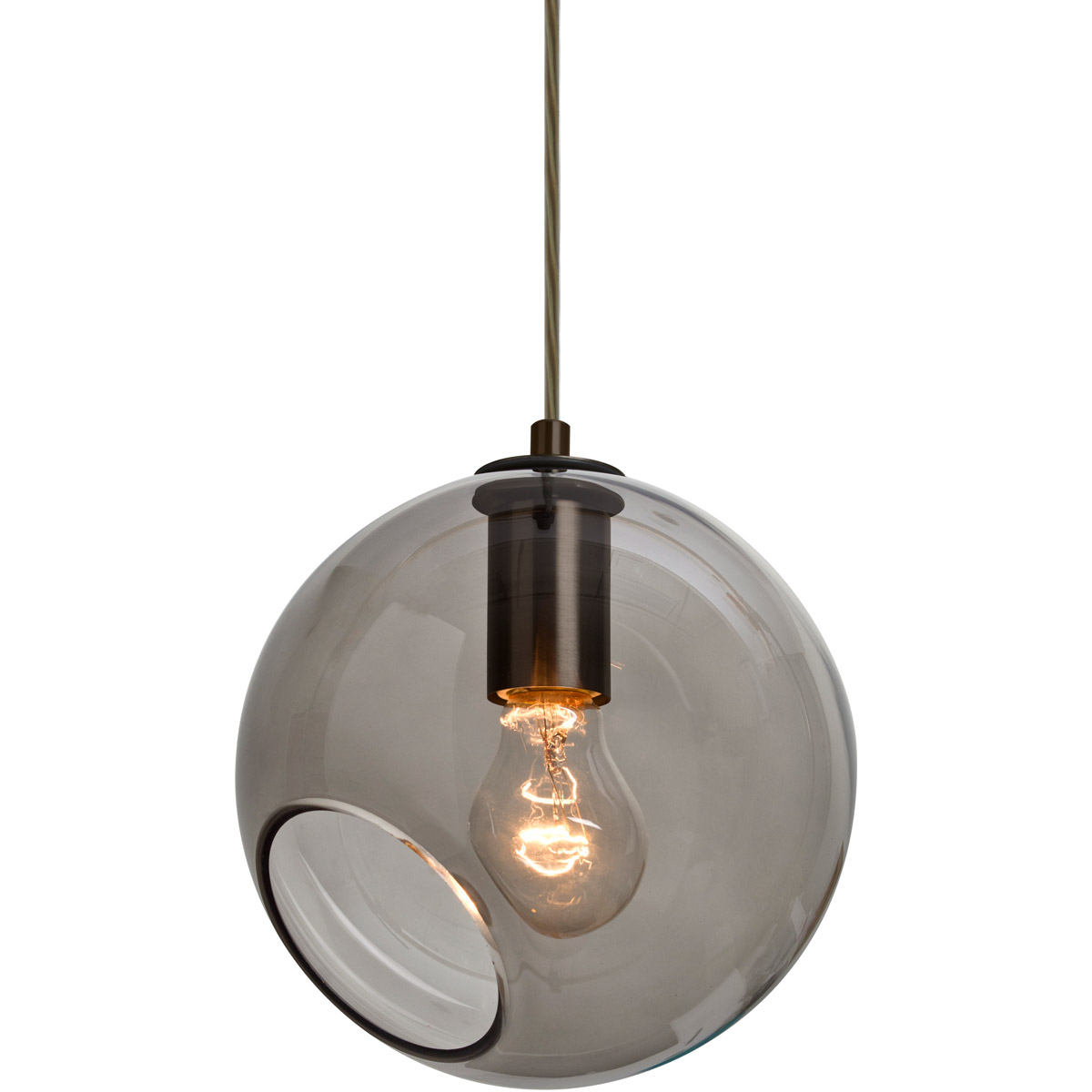 Besa Lighting 1JT-MAESTRO8SM-BR Maestro 1 Light Bronze Pendant Ceiling Light in Smoke Glass