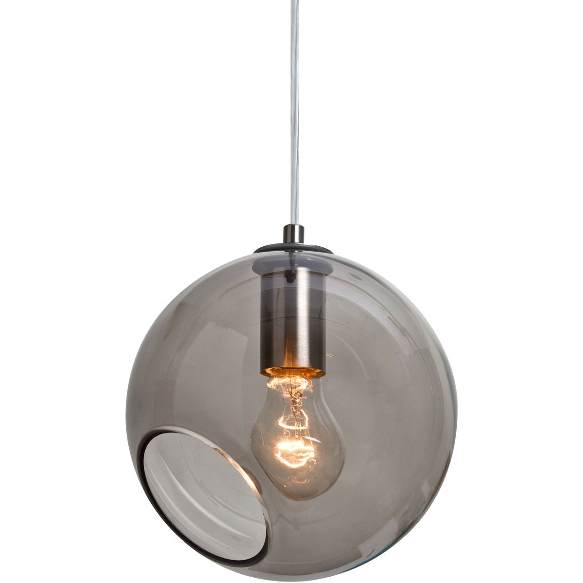 Besa Lighting 1JT-MAESTRO8SM-SN Maestro 1 Light Satin Nickel Pendant Ceiling Light in Smoke Glass
