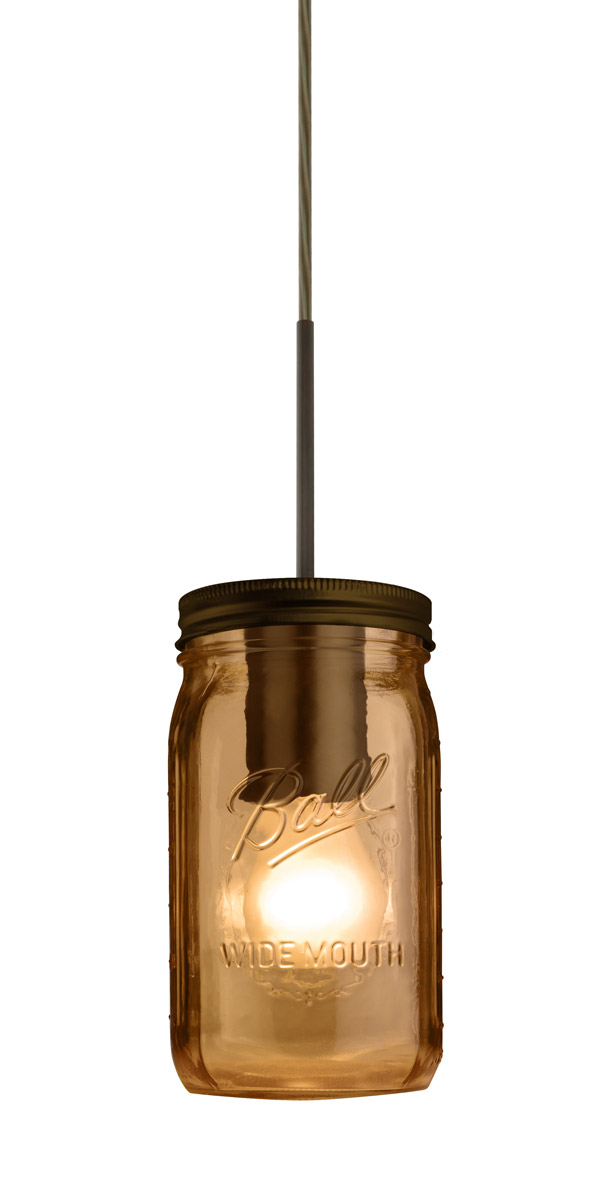 Besa Lighting 1JT-MILO4AM-BR Milo 4 1 Light Bronze Pendant Ceiling Light in Amber Glass