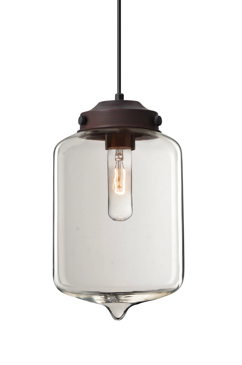 Besa Lighting 1JT-OLINCL-BR Olin 1 Light Bronze Pendant Ceiling Light in Clear Glass