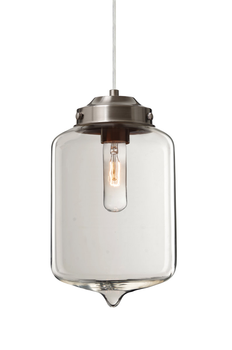 Besa Lighting 1JT-OLINCL-SN Olin 1 Light Satin Nickel Pendant Ceiling Light in Clear Glass