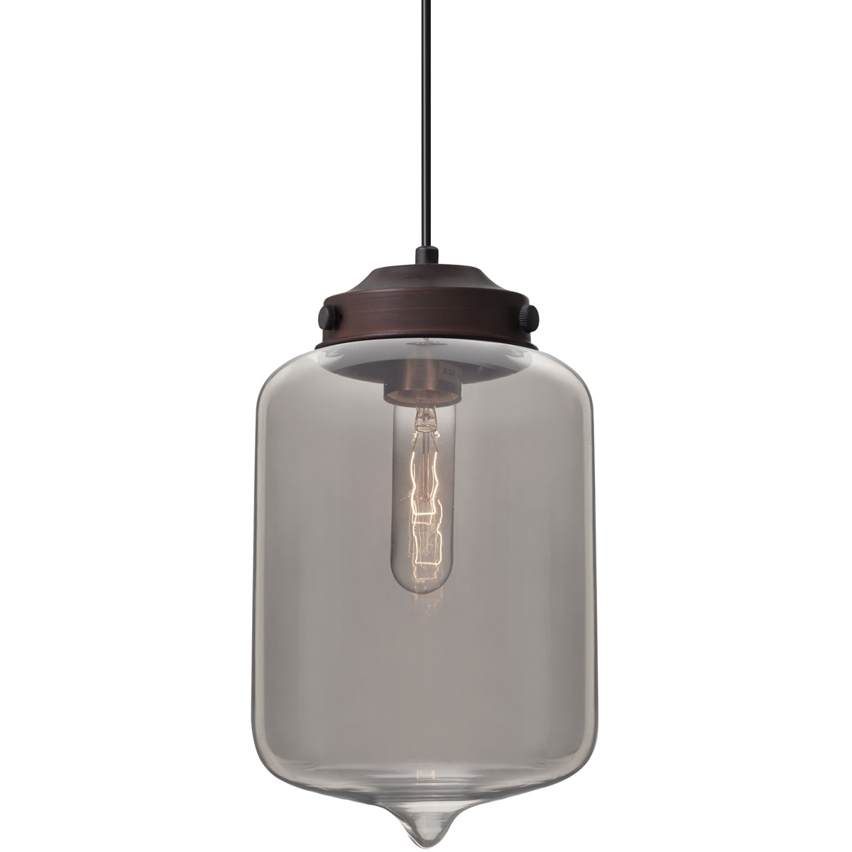 Besa Lighting 1JT-OLINSM-BR Olin 1 Light Bronze Cord Pendant Ceiling Light in Smoke Glass