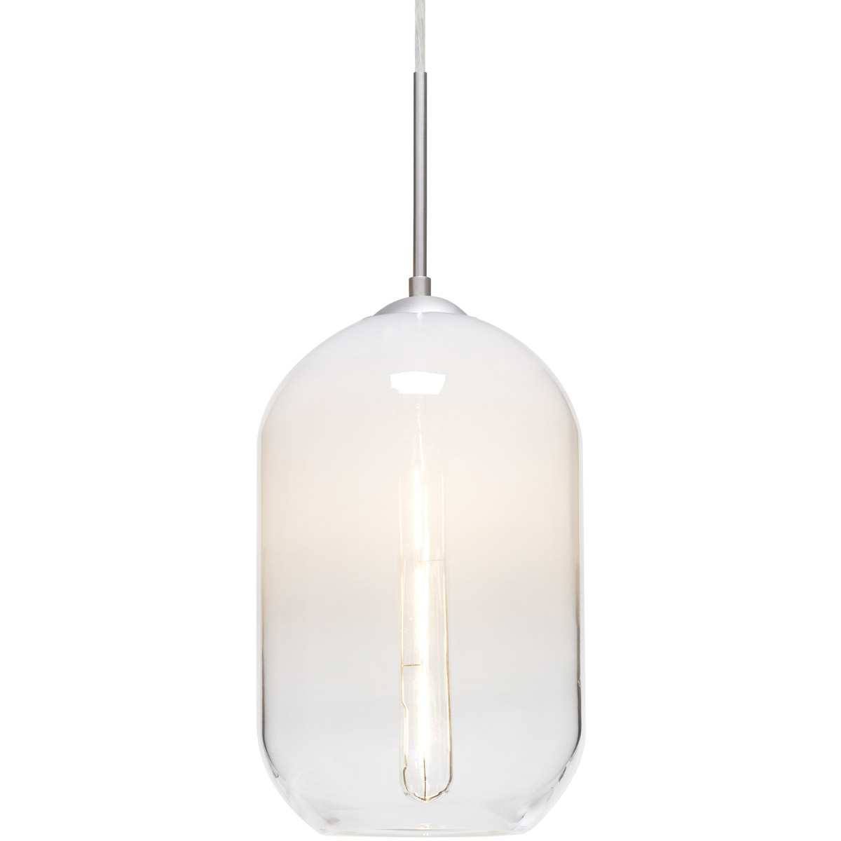 Besa Lighting 1JT-OMEGA12WH-EDIL-SN Omega 12 LED 7.25 inch Satin Nickel Cord Pendant Ceiling Light in White Glass, Edison LED