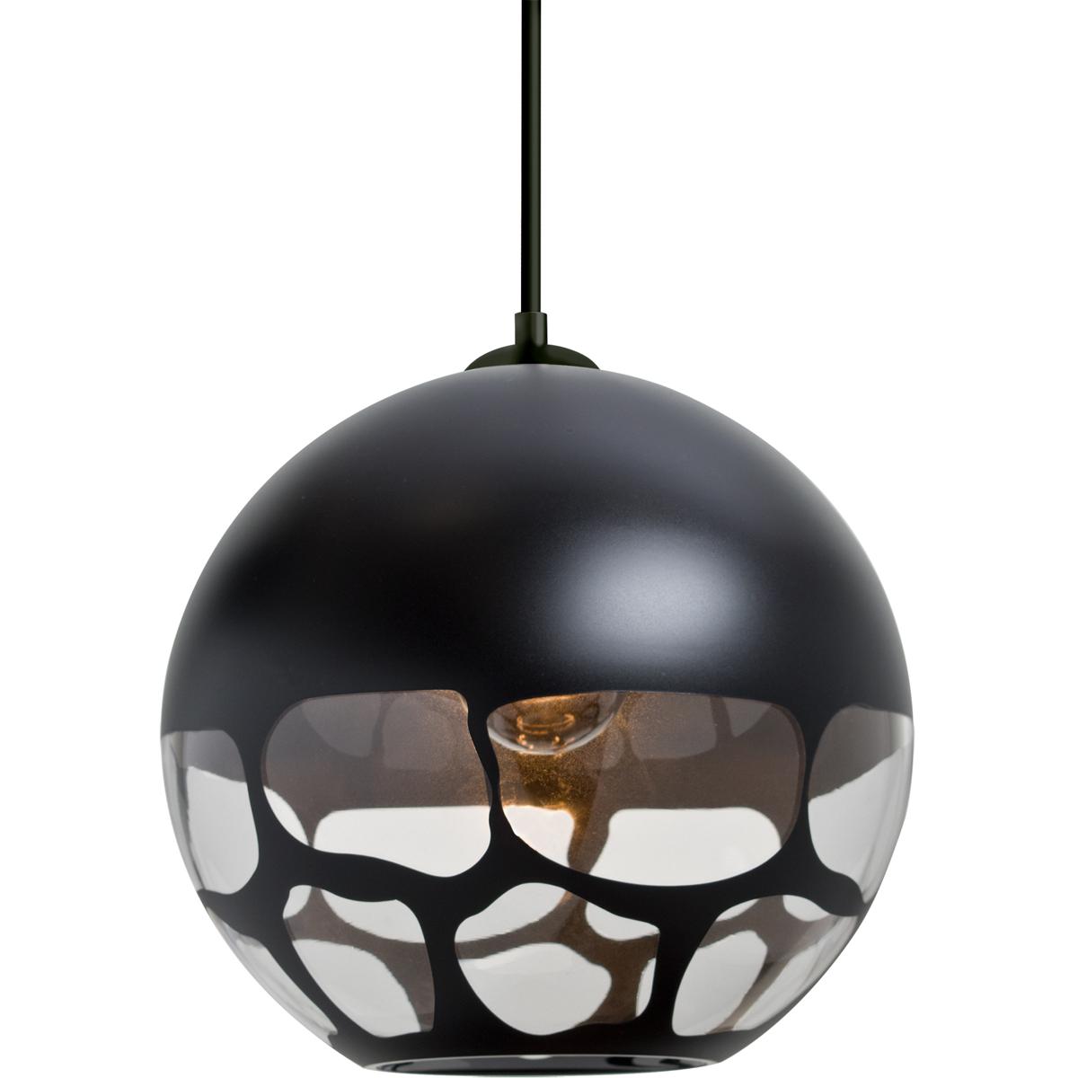 Besa Lighting 1JT-ROCKYBK-BK Rocky 1 Light Black Cord Pendant Ceiling Light