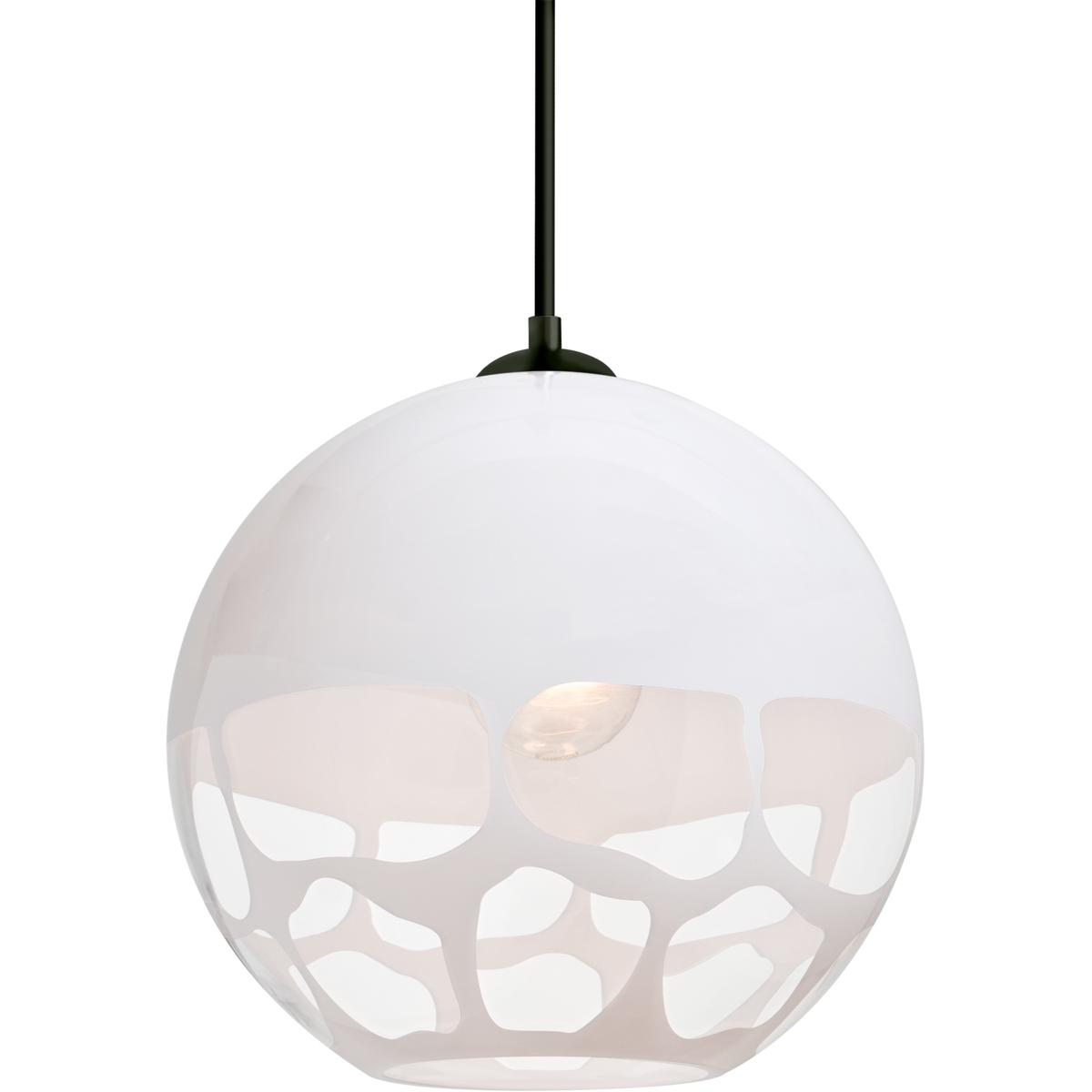Besa Lighting 1JT-ROCKYWH-BK Rocky 1 Light Black Cord Pendant Ceiling Light