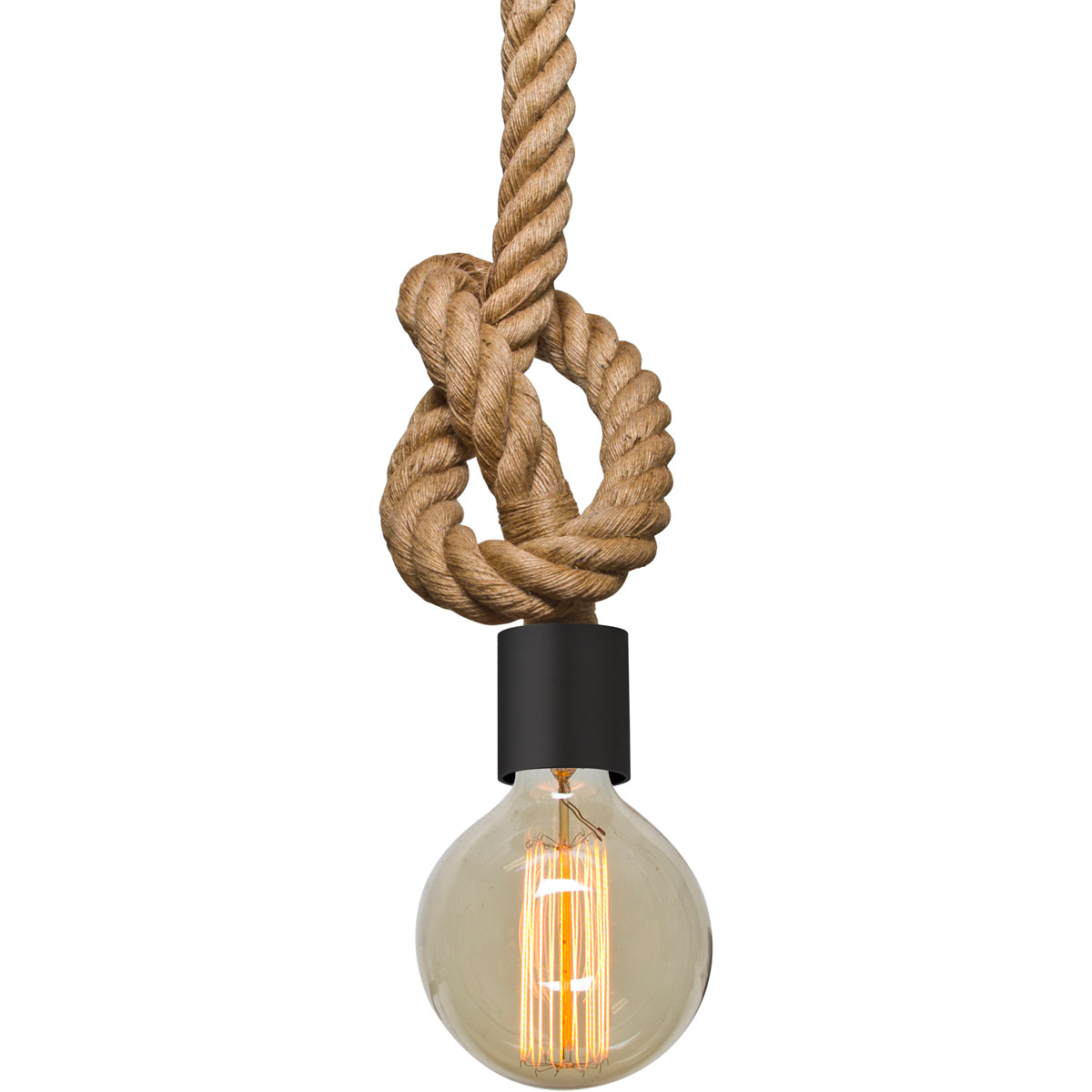 Besa Lighting 1JT-SOLO-BK Solo 1 Light Black Rope Pendant Ceiling Light