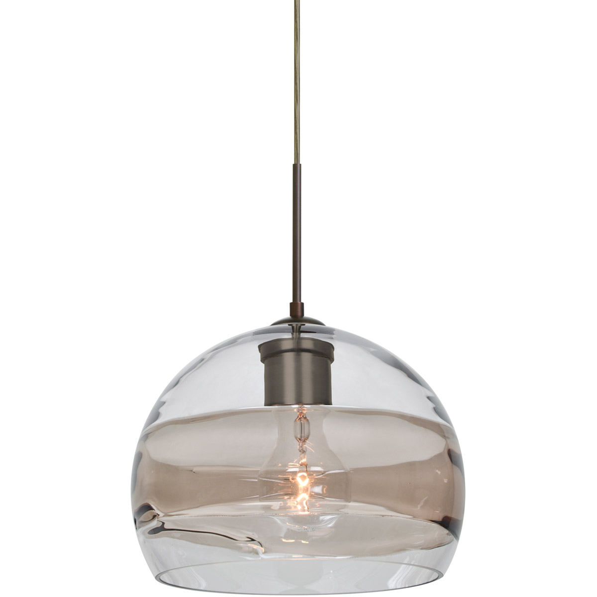 Besa Lighting 1JTSPIR8SCBR Spirit 8 1 Light Bronze Cord Pendant Ceiling Light in ClearSmoke Spirit Glass