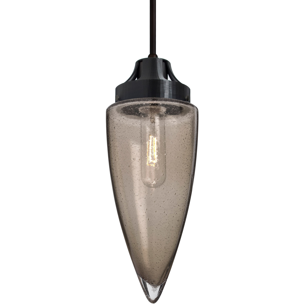 Besa Lighting 1JT-SULUSM-BK Sulu 1 Light Black Pendant Ceiling Light in Smoke Bubble Glass