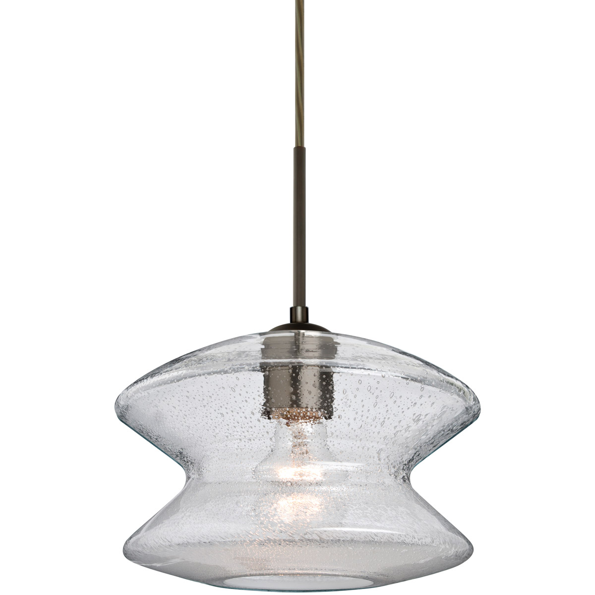 Besa Lighting 1JT-ZENCL-BR Zen 1 Light Bronze Pendant Ceiling Light in Clear Bubble Glass
