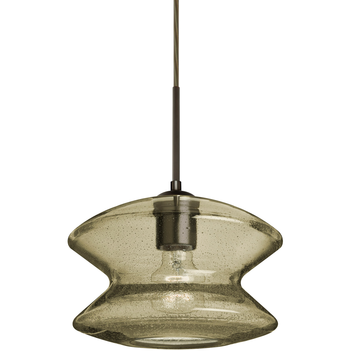 Besa Lighting 1JT-ZENLT-BR Zen 1 Light Bronze Pendant Ceiling Light in Latte Bubble Glass