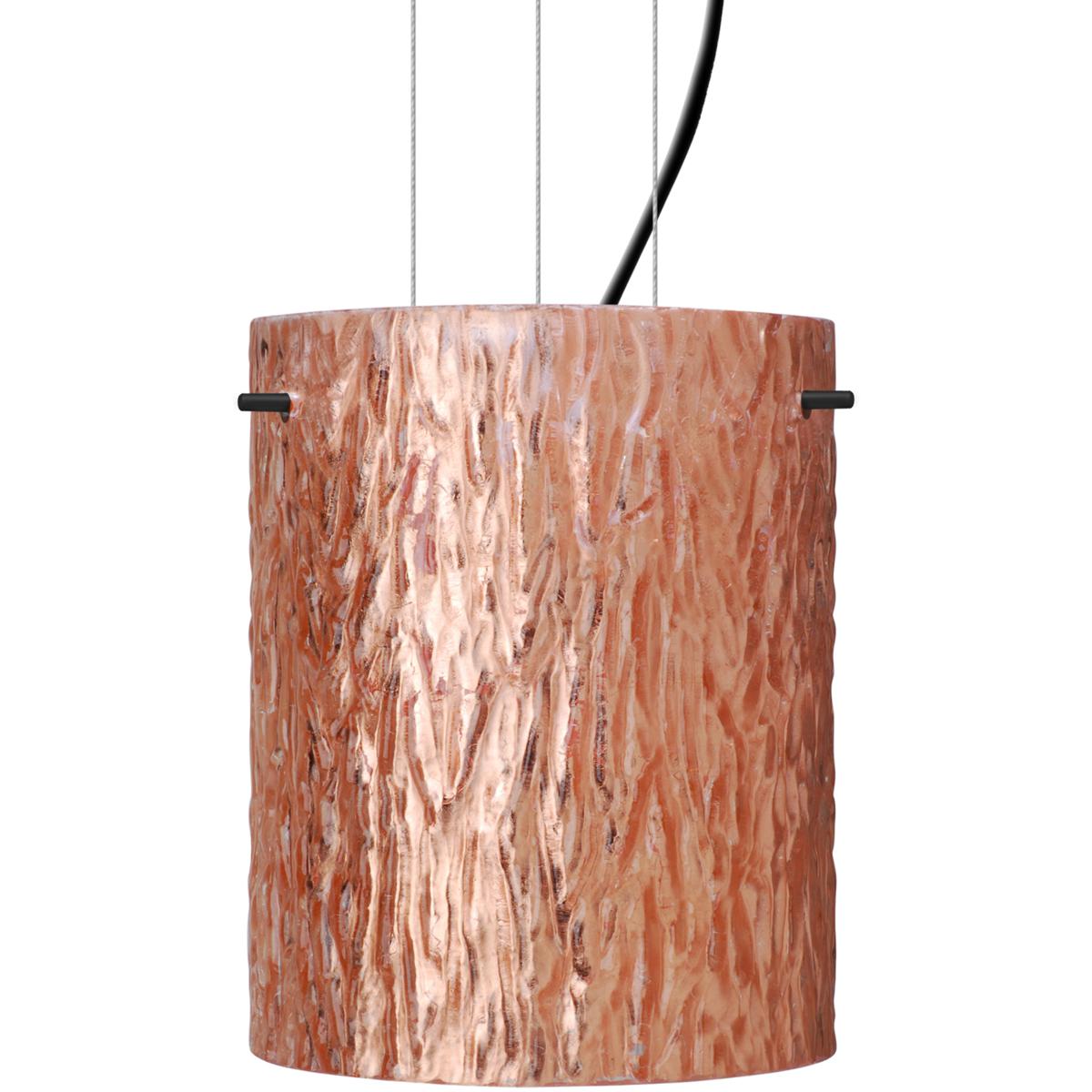 Besa Tamburo 8 Cable Pendant, Stone Copper Foil, Black Finish, 1x 100W MAX E26 Base