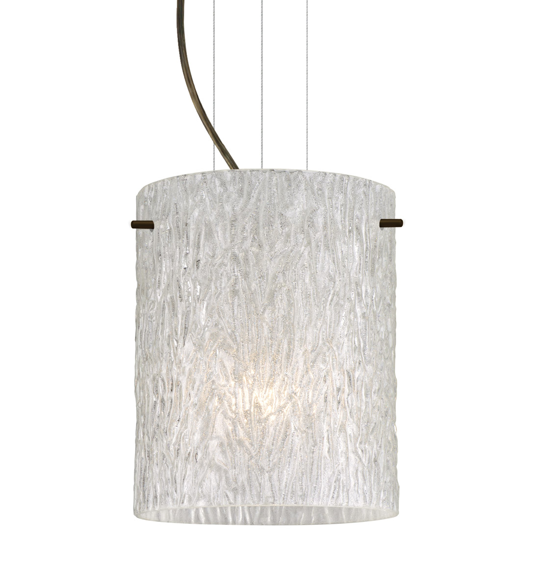 Besa Lighting 1KG-4006GL-BR Tamburo 8 1 Light Bronze Pendant Ceiling Light in Incandescent, Glitter Stone Glass
