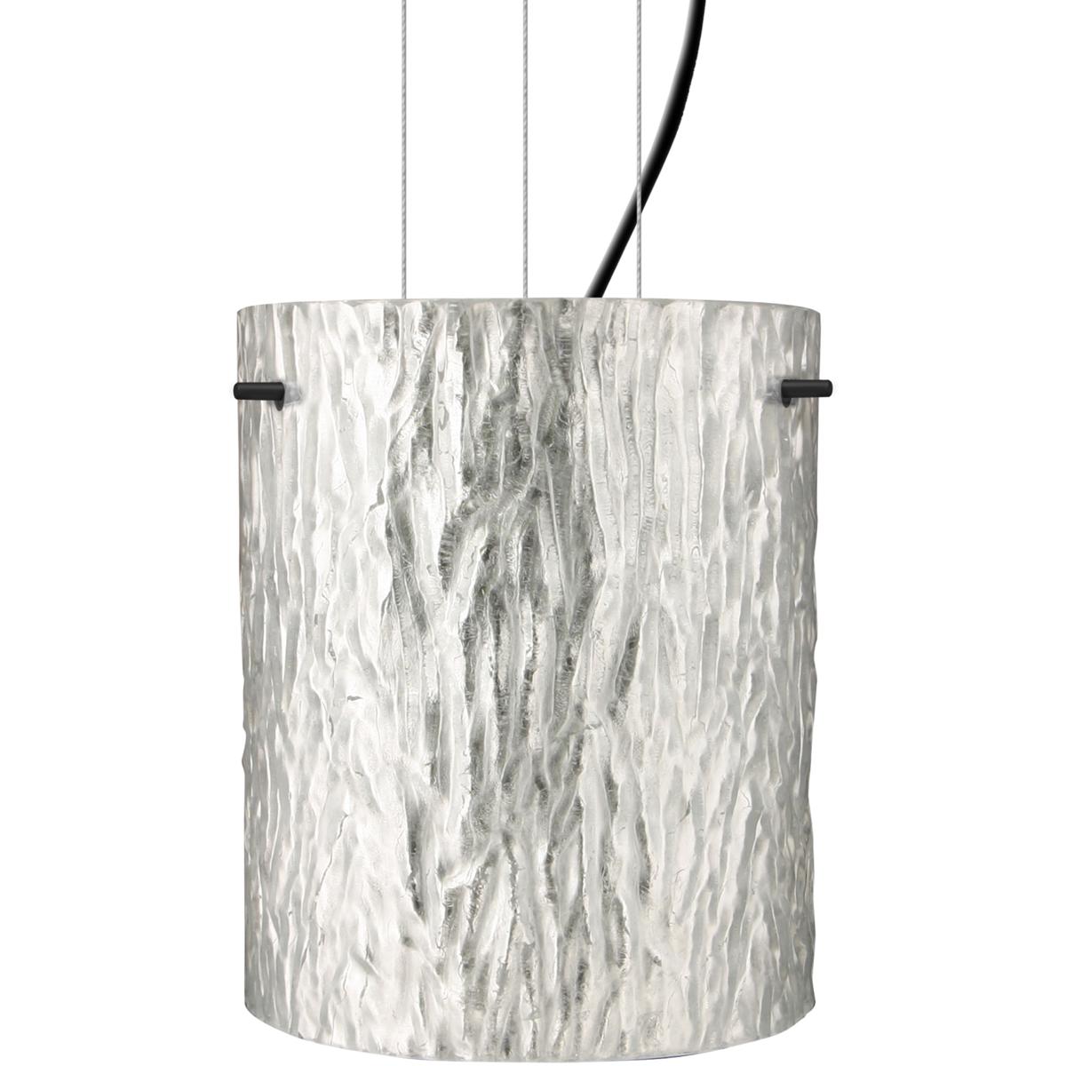 Besa Tamburo 8 Cable Pendant, Stone Silver Foil, Black Finish, 1x 100W MAX E26 Base