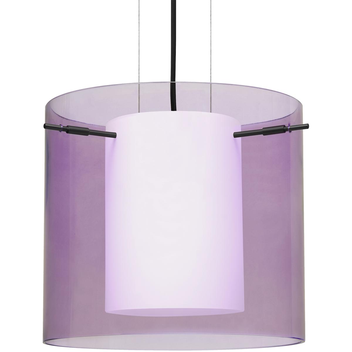 Besa Pahu 12 Cable Pendant, Transparent Amethyst/Opal, Black Finish, 1x 11W LED