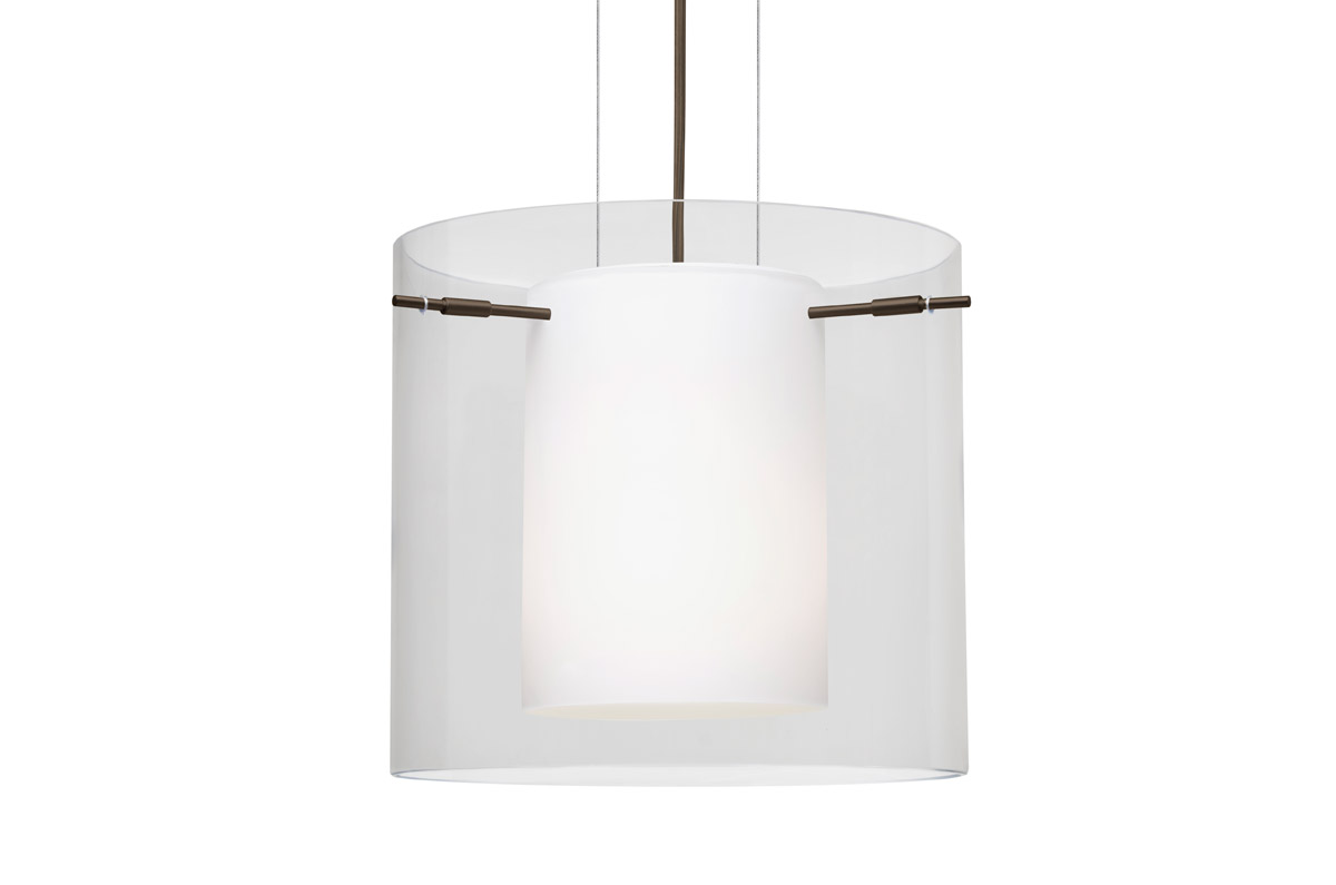 Besa Lighting 1KG-C18407-BR Pahu 12 1 Light Bronze Pendant Ceiling Light in Incandescent, Clear/Opal Glass