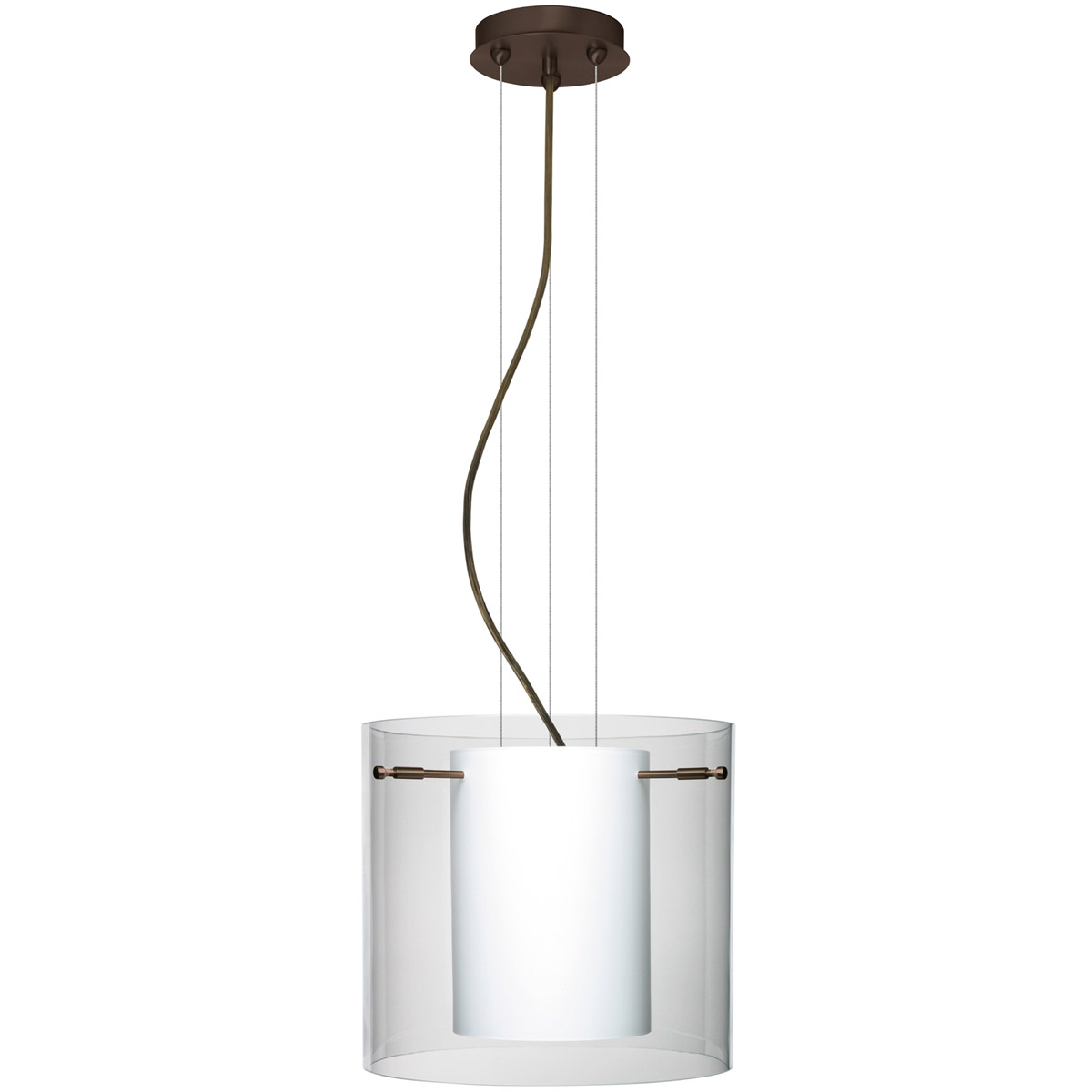 Besa Lighting 1KG-C18407-LED-BR Pahu 12 LED Bronze Pendant Ceiling Light in Clear/Opal Glass