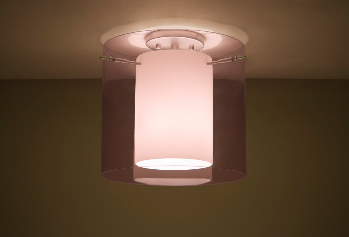 Besa Lighting 1KM-A18407-LED-SN Pahu LED 12 inch Satin Nickel Semi-Flush Mount Ceiling Light in Transparent Amethyst/Opal Glass