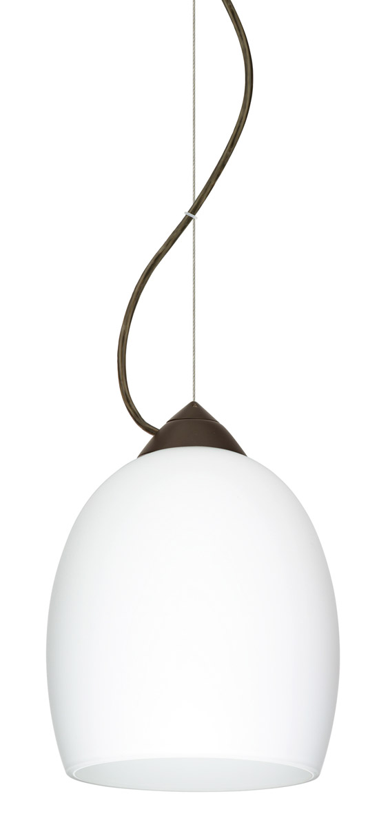 Besa Lighting 1KX-169707-LED-BR Lucia LED Bronze Pendant Ceiling Light in Opal Matte Glass
