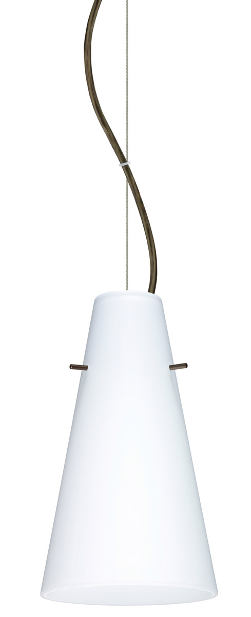 Besa Lighting 1KX-412407-LED-BR Cierro LED Bronze Pendant Ceiling Light in Opal Matte Glass