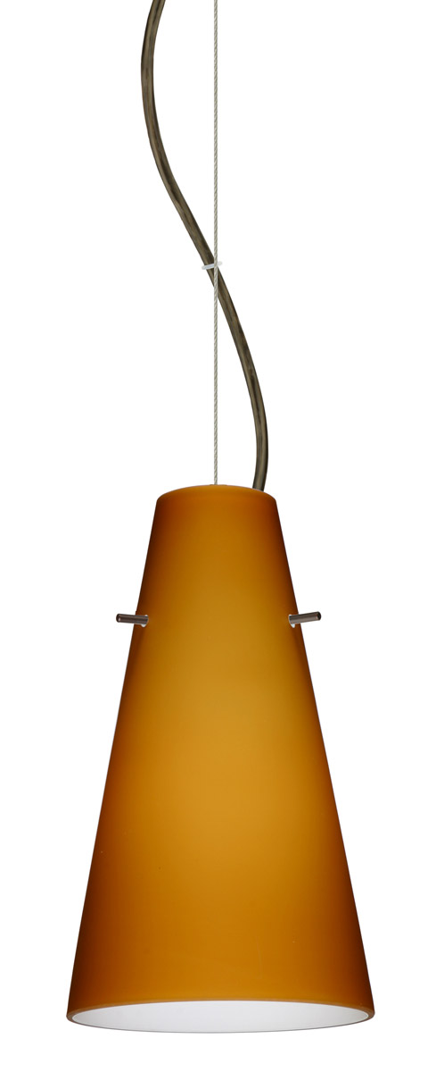 Besa Lighting 1KX-412480-LED-BR Cierro LED Bronze Pendant Ceiling Light in Amber Matte Glass