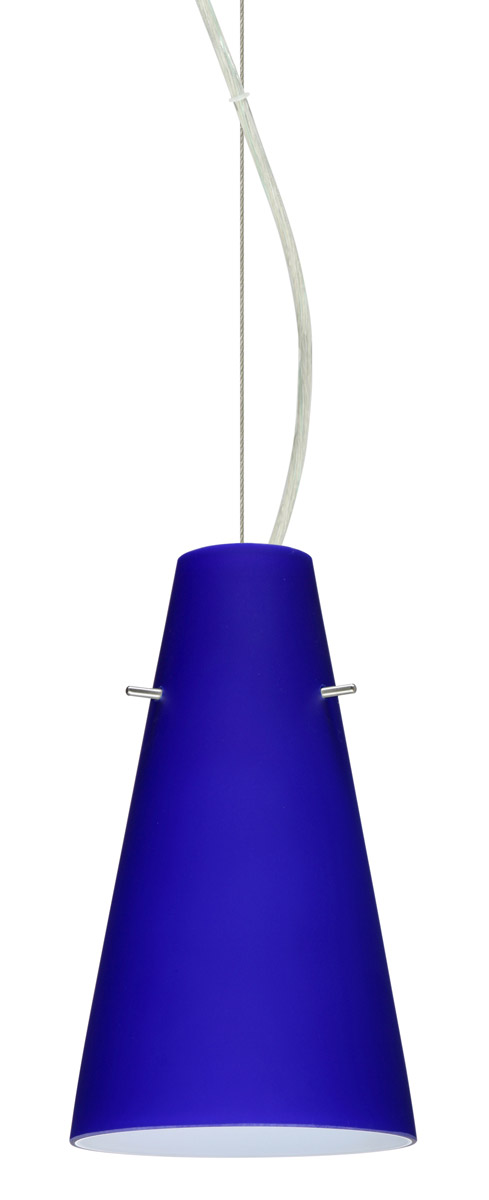 Besa Lighting 1KX-4124CM-LED-SN Cierro LED Satin Nickel Pendant Ceiling Light in Cobalt Blue Matte Glass