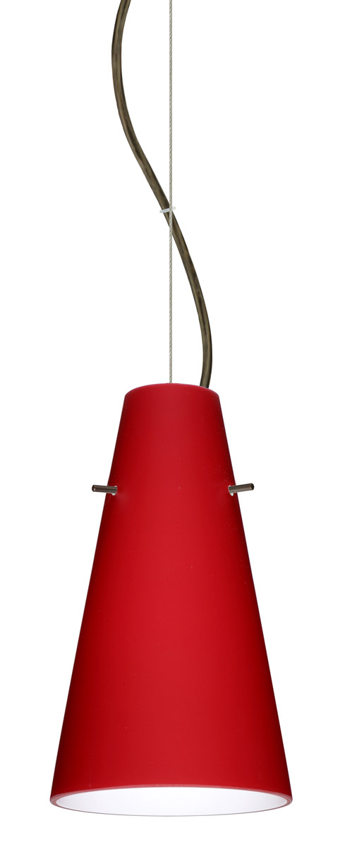 Besa Lighting 1KX-4124RM-LED-BR Cierro LED Bronze Pendant Ceiling Light in Ruby Matte Glass