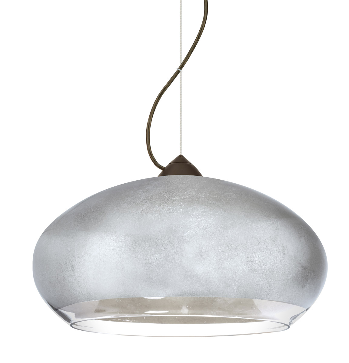 Besa Lighting 1KX-4345SF-LED-BR Brio 14 LED Bronze Pendant Ceiling Light in Silver Foil Glass