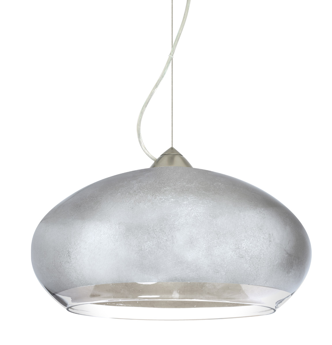 Besa Lighting 1KX-4345SF-SN Brio 14 1 Light Satin Nickel Pendant Ceiling Light in Incandescent, Silver Foil Glass