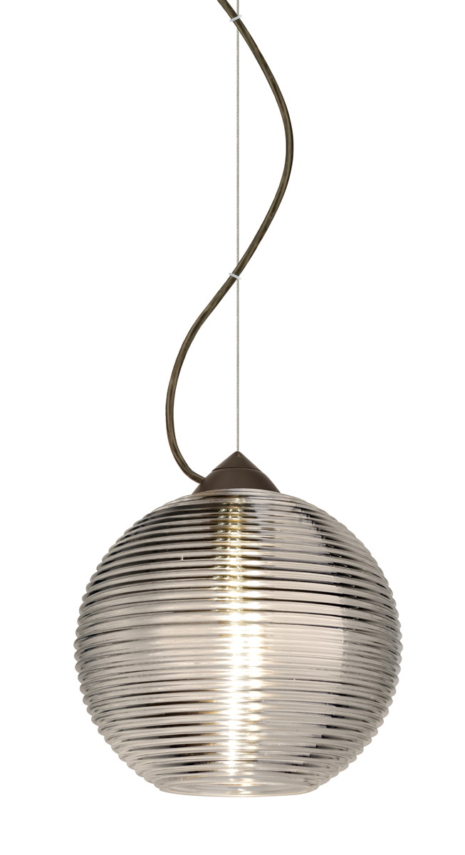 Besa Lighting 1KX-461602-LED-BR Kristall 8 LED Bronze Pendant Ceiling Light in Smoke Glass