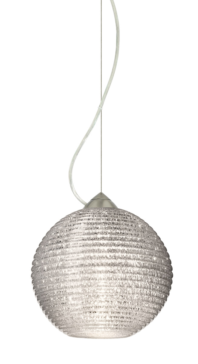 Besa Lighting 1KX-4616GL-LED-SN Kristall 8 LED Satin Nickel Pendant Ceiling Light in Glitter Glass