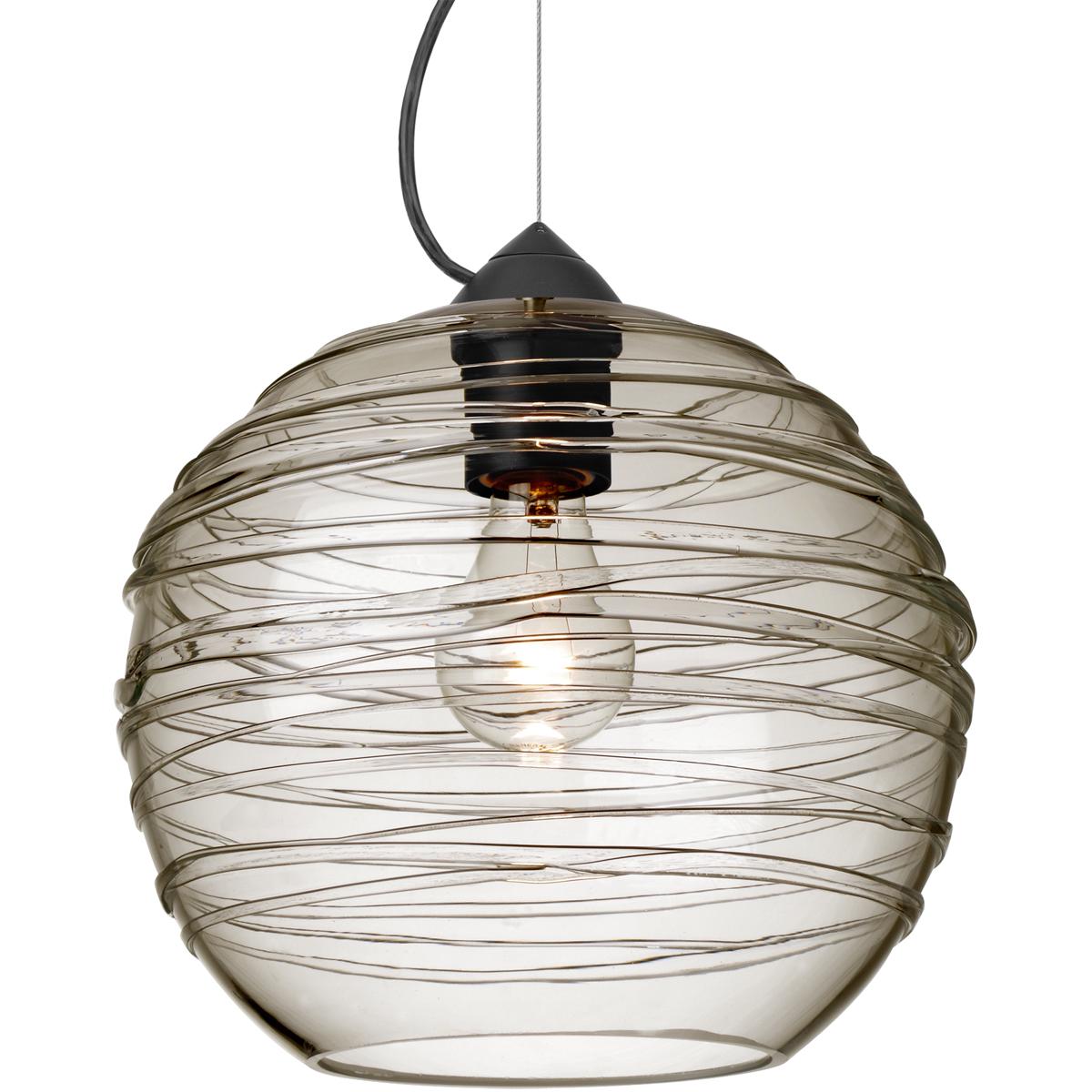 Besa Lighting 1KX-462702-BK Wave 10 1 Light Black Cord Pendant Ceiling Light