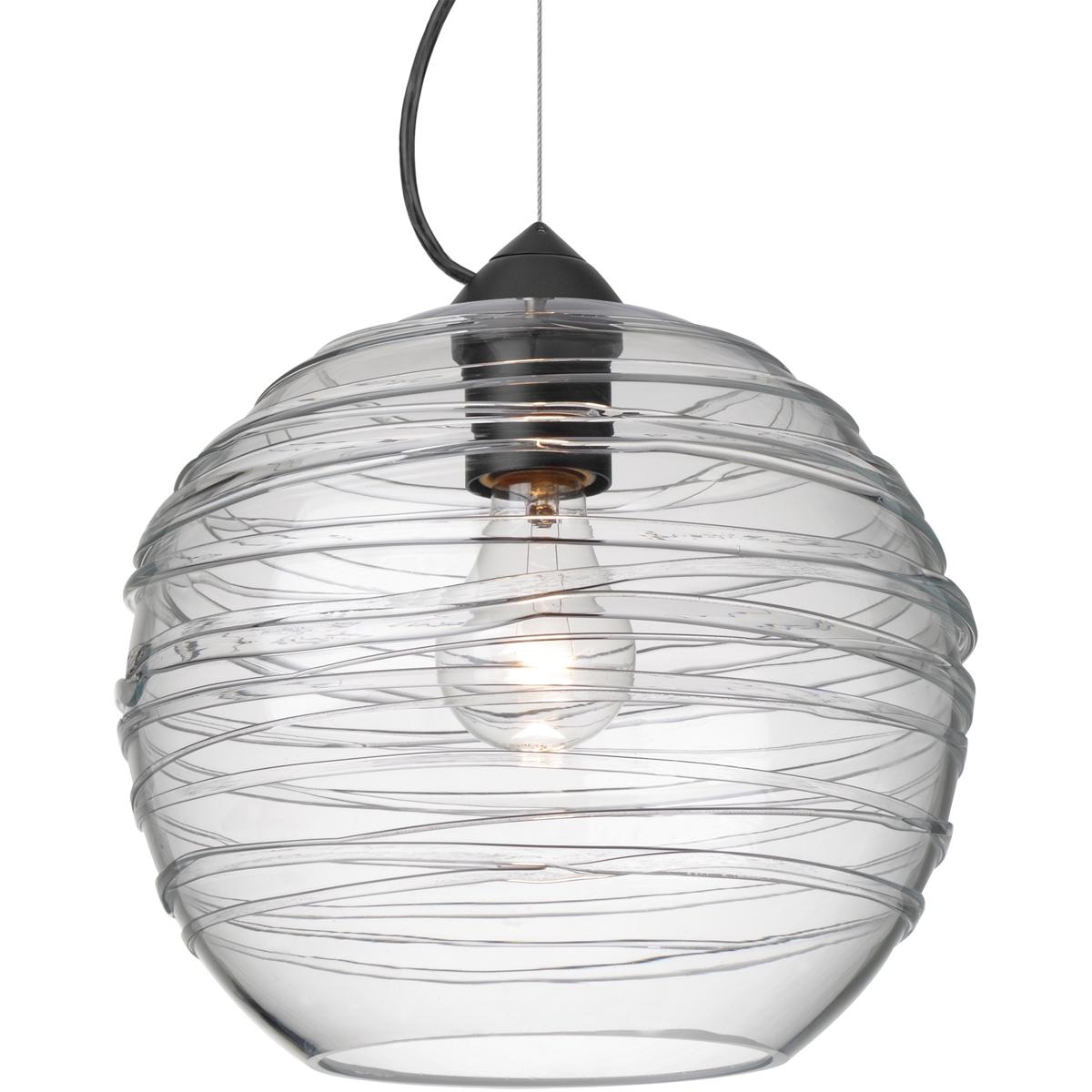 Besa Lighting 1KX-462761-BK Wave 10 1 Light Black Cord Pendant Ceiling Light