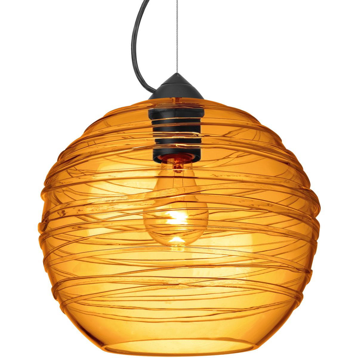 Besa Lighting 1KX-462782-BK Wave 10 1 Light Black Cord Pendant Ceiling Light
